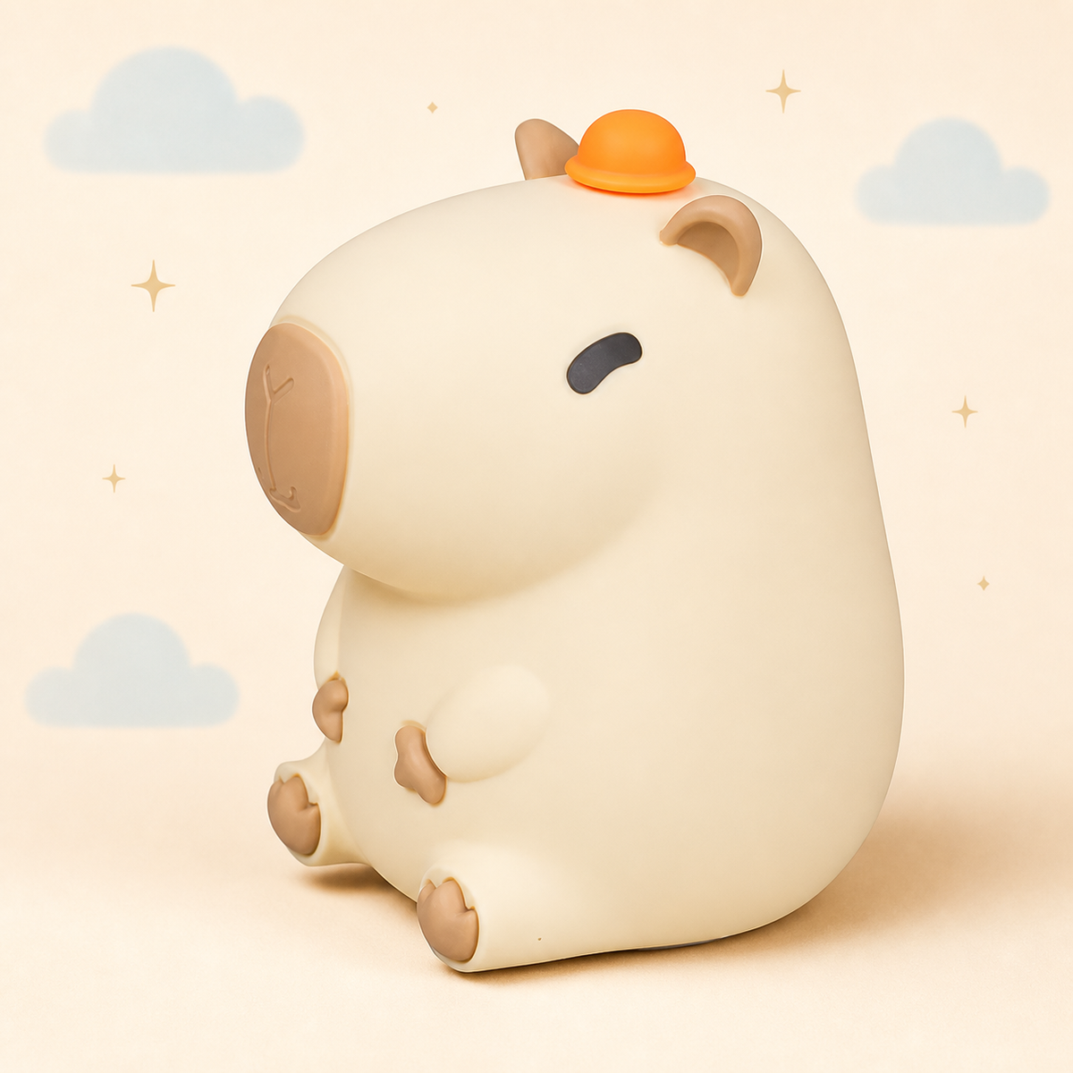 Chill Capybara silicone night light on a warm Farotiva background