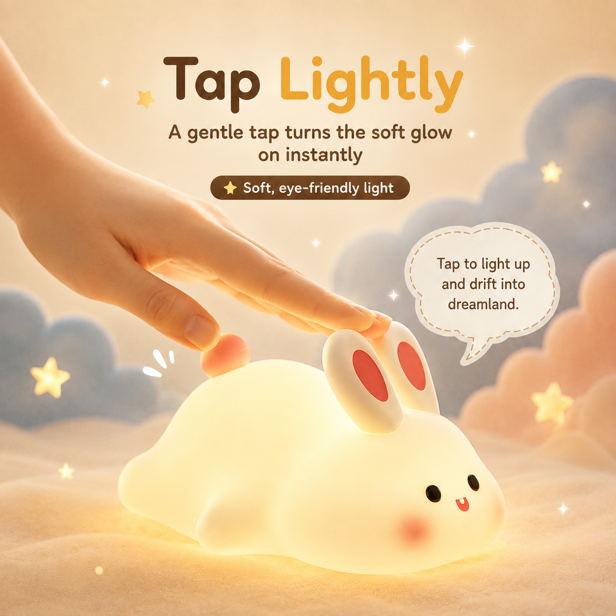 USB-C rechargeable bunny night light for kids